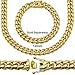 Premium 14KT Gold Plated Stainless Steel Heavy Solid Miami Cuban Link Chain. Secure Box Lock. 30