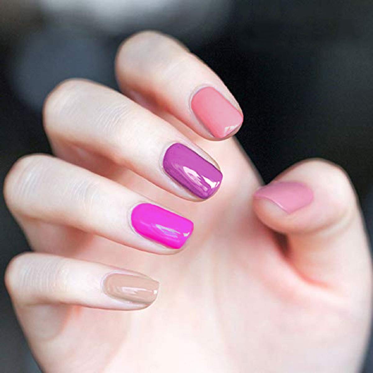 Japanese Canned Gel,Pebeo Gel Polish Nail Art Set - UV LED Soak Off Gel Kit 6 PCS 8 ml Each Manicure Varnish Set (Nude Pink)