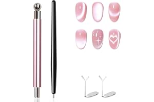 uadbau 4-Piece Cat Eye Magnet Set – Black Bead-Attracting Nail Magnet Pen & Heart-Shaped Magnet for Nails, Nail Magnets for Nail Art, Cat Eye Magnet for Nail Art, Perfect for Home DIY, Nail Art Design