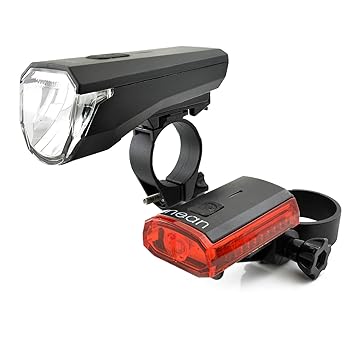 nean, 88187, LED-Fahrrad-Licht-Set Akku, mit Front-und-Rück-Leuchte, StVZO, 50 Lux, schwarz