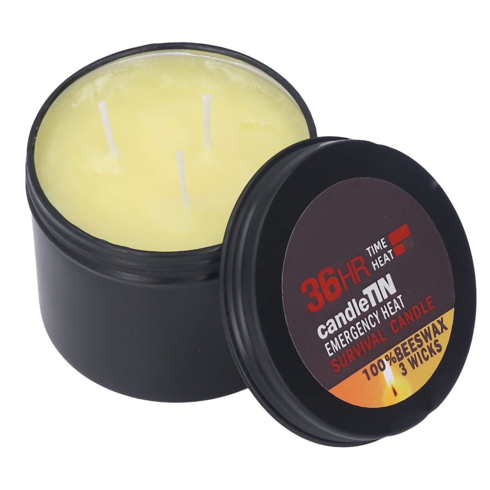 Survival Candle , Portable Emergency Candle , 3 Wicks 36 Hours Burning , Long Burning Candles for Camping ,Picnic ,Home & Office