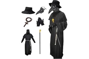 Nicexx Plague Doctor Costume Halloween Costumes for Adults Men Plague Dr Outfit 6 in 1 Set