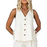 GORGLITTER Women's Button Down Vest Shirt V Neck Sleeveless Split Tie Side Going Out Tops