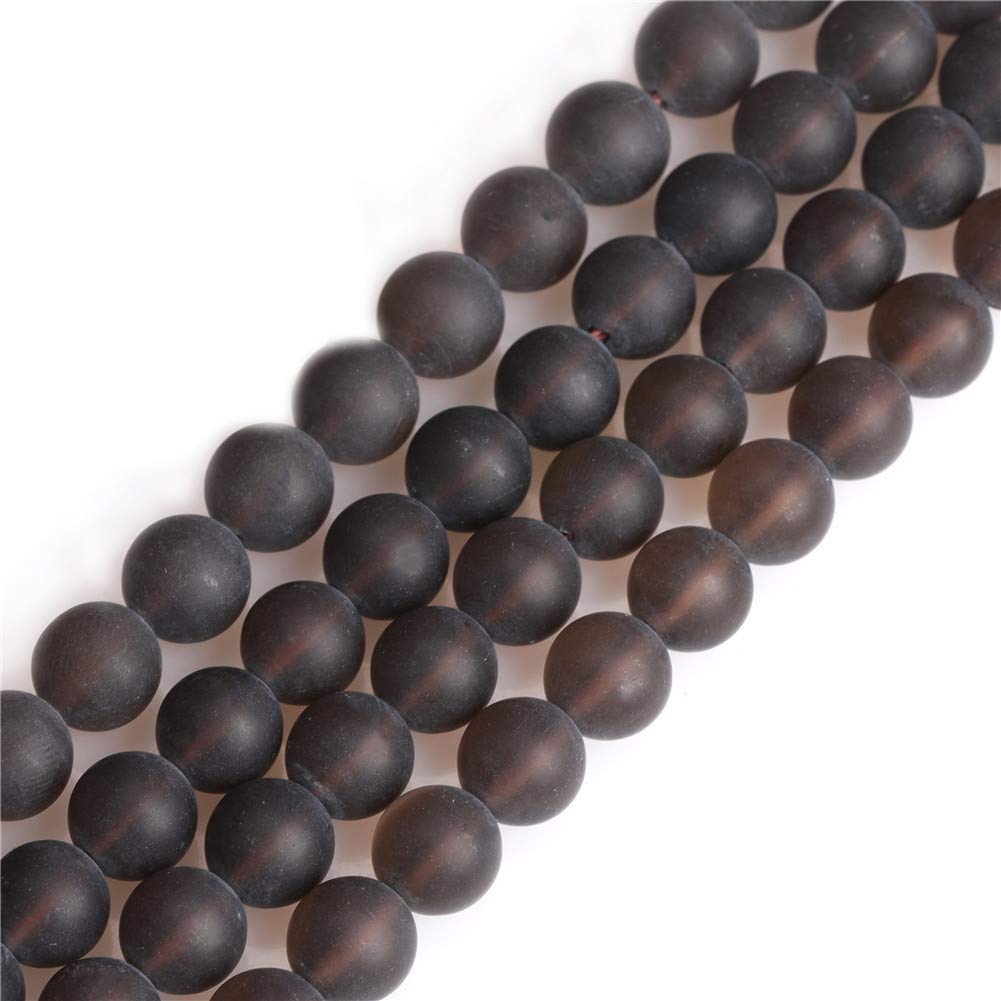 SHGbeads 8mm Frost Matte Brown Smoky Quartz Crystal Semi Precious Gemstone Round Loose Beads for Jewellery Making DIY Handmade Craft Supplies 15"