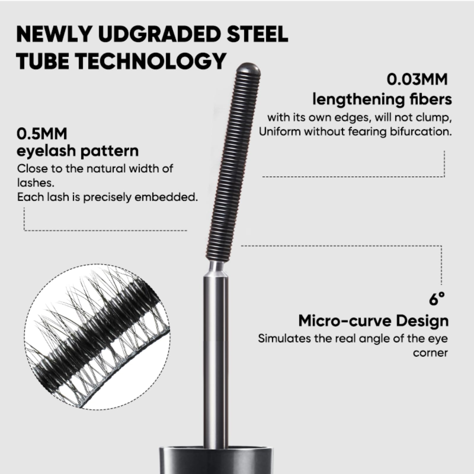 JUDYDOLL 3D Curling Eyelash Iron Mascara -Waterproof, Volumizing and Lengthening, Smudge-Proof, Clump-Free, Ultra Fine, Black & Brown Tubing Mascara, Classic & Upgraded Edition, Suitable for all Types