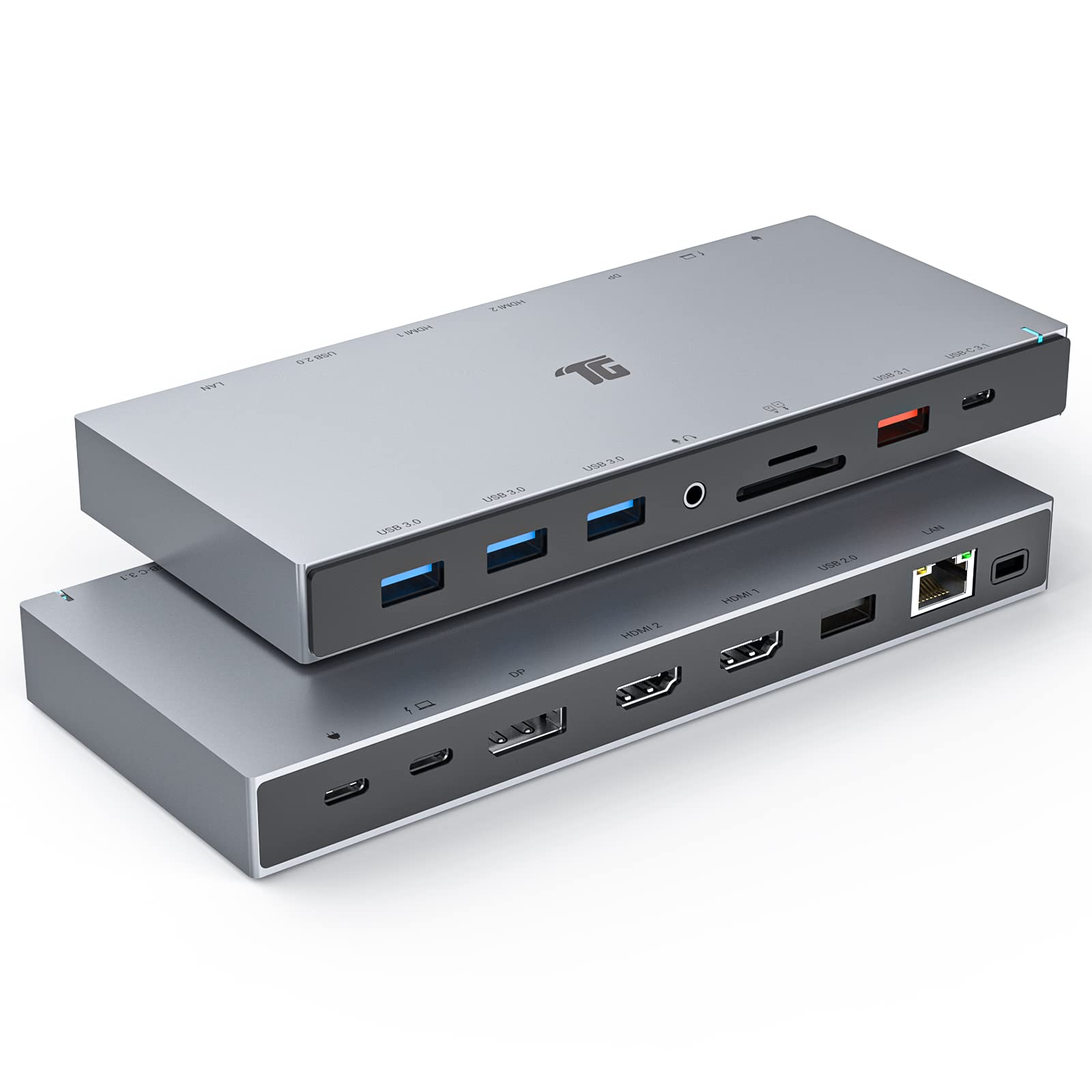 Tiergrade 15-in-1 Docking Station, 4K Triple Display USB C Dock with 2HDMI&DP, 100W PD Charging, 10Gbps USB-C/USB-A Data Trasfer, 3USB-A Ports with 5Gbps, SD/TF, LAN, Audio for MacBook/USB-C Windows