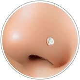 biliboom White Opal Nose Stud 22G &ndash; Tiny 925 Sterling Silver L Shaped Nose Studs for Women &ndash; Dainty Flat Opal Nose Piercing Jewelry &ndash; Secure Comfortable Fit &ndash; Handmade Gift-Ready Nose Stud