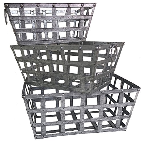 Galvanized Metal Wire Basket Set of 3 Rustic Country Farmhouse Blog