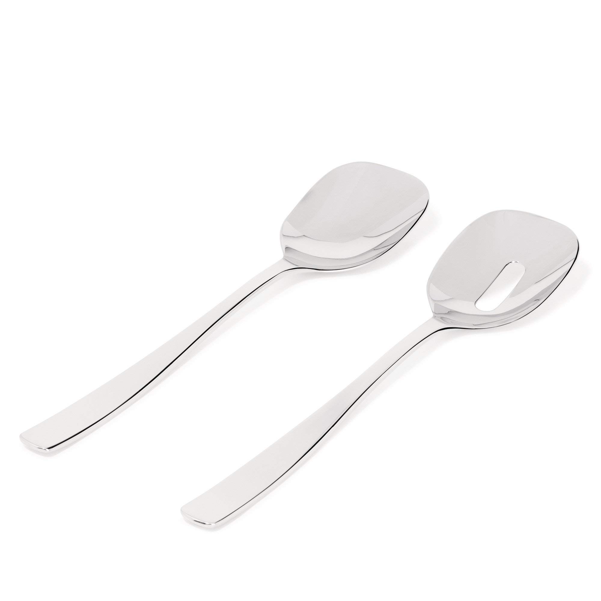 Alessi Knifeforkspoon Salad Set, Polished, (AJM22/14), Polished Silver