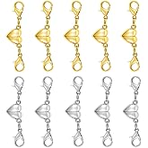 Magnetic Jewelry Clasps, Magnetic Necklace Clasps and Closures Easy-to-Use for Jewelry Closures, 10 Pack Necklace Bracelet Connectors(10pcs A)
