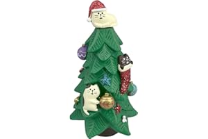 Refintural 5.1 Inch Resin Christmas Cat Tree - Perfect for Office, Home or Gift - Adorable Mini Christmas Tree with Cute Cat Kitten Figurines Cute Christmas Decoration for Cat Lovers