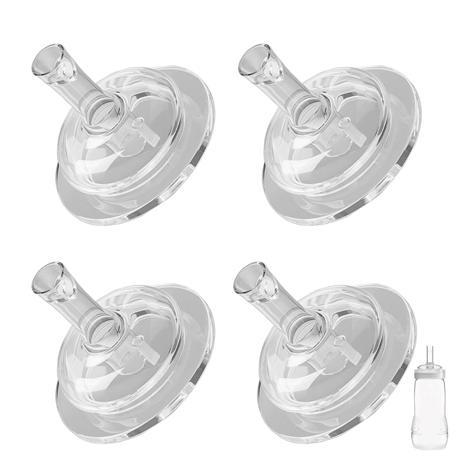 Photo 1 of Sippy Straw Nipples for Mam Baby Bottles, Transition Straw Sippy Cup 100% Food Grade Silicone Soft Nipple, 12m+, Pack of 4