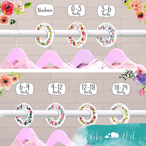 Baby Closet Dividers for Nursery Organization & Decor by Baby Nest Designs - Flower Bouquet Style Dividers Sized from Newborn to 24 Months (7 Pack)