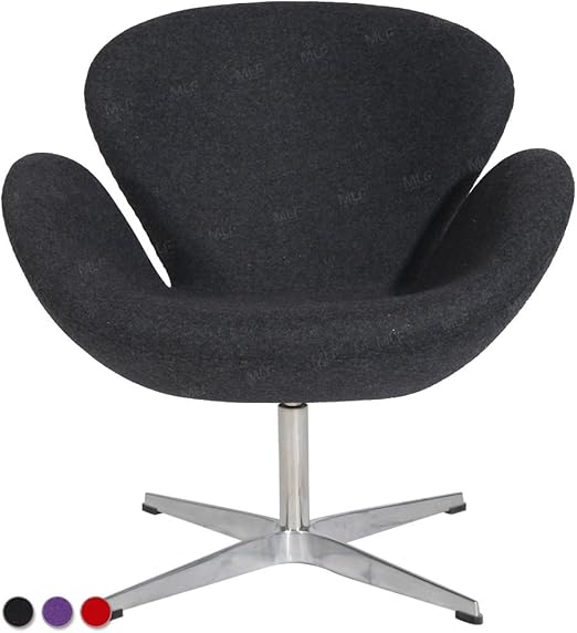 Amazon Mlfスワンチェア 独特な作り 簡潔な構造 美しい見た目 手作り 一体成型された強化プラスチック内白地 スポンジ 優れる弾力性 極上 座り心地 上質の羊毛の綿ネル 四つ星の明かりのアルミの足 360度回転できる ステンレスの鏡面仕上げ 魅力的な見た目 頑丈