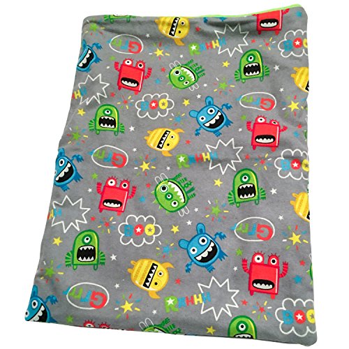 Multi Color Monsters Flannel w/ Lime Green fleece inside Snuggle Sack