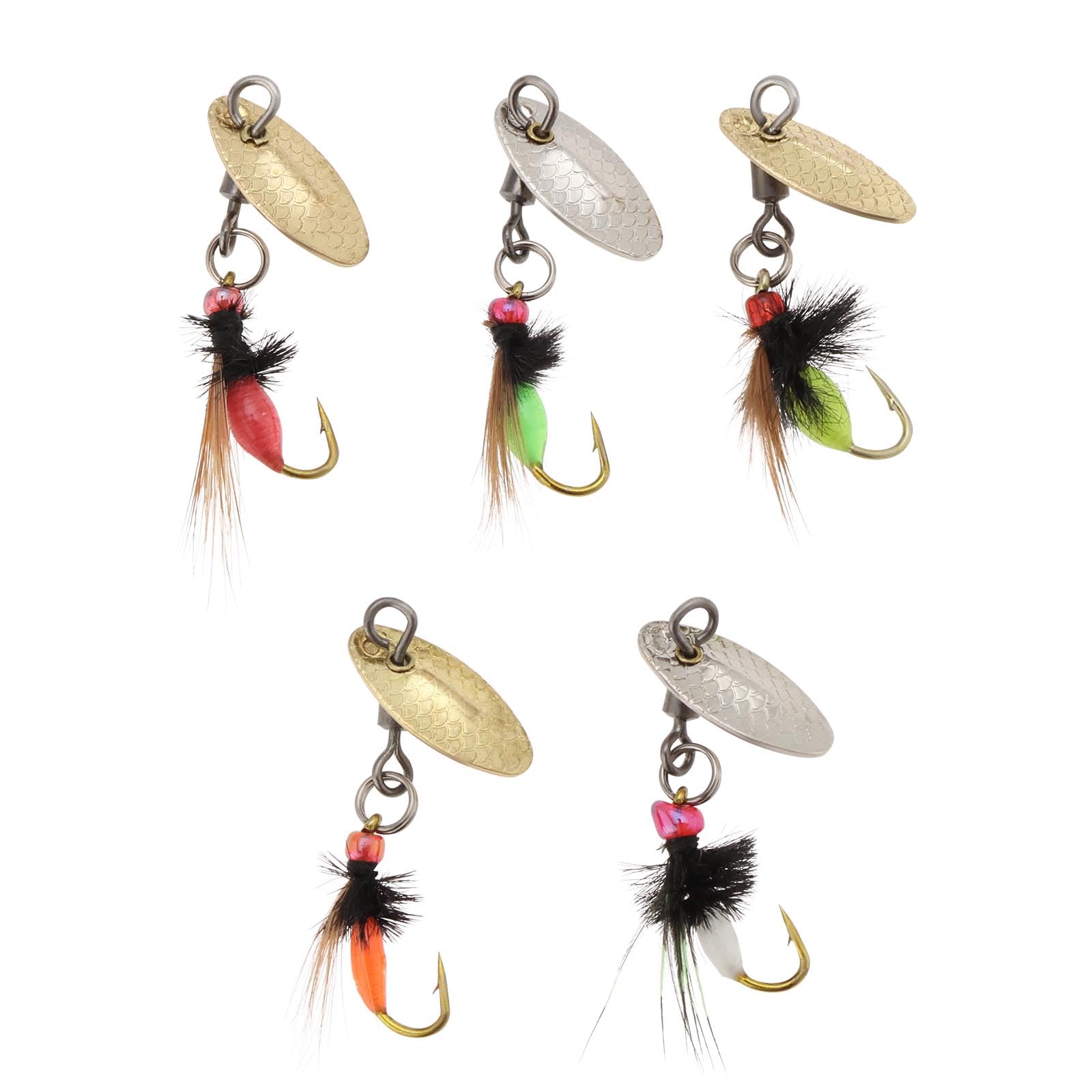 ECSiNG 5pcs Bionic Fly Fishing Lures With Spinner For Bass Sunfish Pike Trout