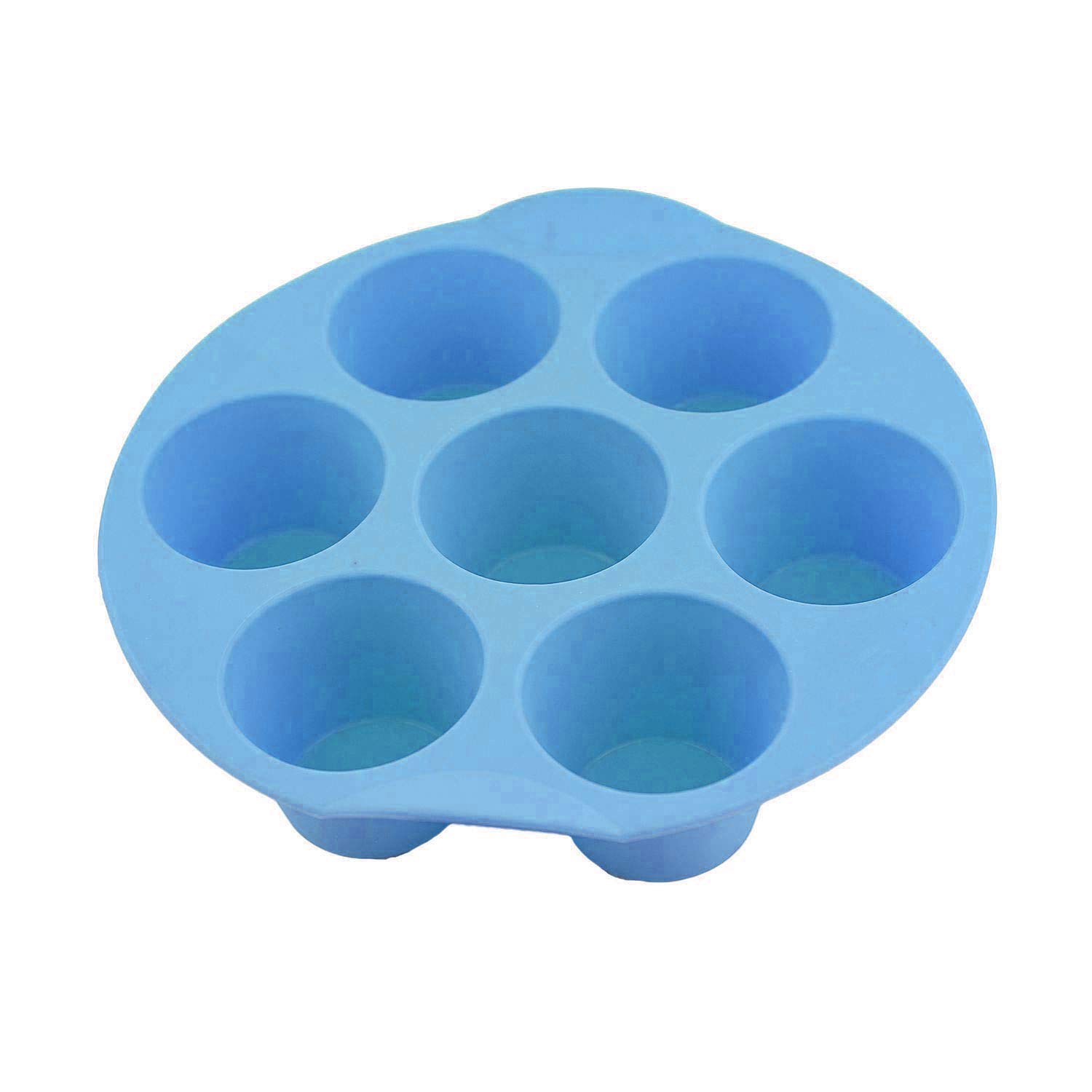 Selecto Bake 7 Cup Silicone Bun/Muffin Tray Non Stick Tin Tray Baking Pudding Mold (Blue)