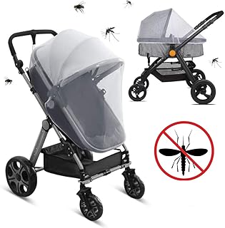 Universal Insektenschutz Moskitonetz für Kinderwagen Schutz, Feinmaschig Mückennetz für Kinderwagen, Buggys und Reisebetten, Moskitonetz mit Gummizug, weiß