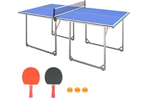SculPong Ping Pong Table Foldable Table Tennis Table for Indoor Outdoor with Net, Table Tennis Paddles and Balls, 4.5ft/6ft/9ft Multi-Use Family Game Table for Kid Teenager Adult, Compact & Portable