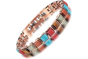 EnerMagiX Copper Ankle Bracelet for Women, Pure Copper Coloured Turquoise Magnetic Anklet Jewelry, 3500 Gauss Magneti (0037A)