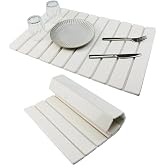 Mektler Large Stone Diatomaceous Dish Drying Mat/Rack, 24"×16", White | Collapsible Water Absorbing & Super Heat Resistant Di
