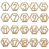 Adv-one Table Number, 1-20 Wedding Wedding Table Number Holders Wooden Table Numbers Party Card Holder Wood Centerpiece Banquet Set, 20 pcs (No 1-20)