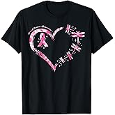 Breast Cancer Heart Dragonflies Awareness Women Kids Men T-Shirt