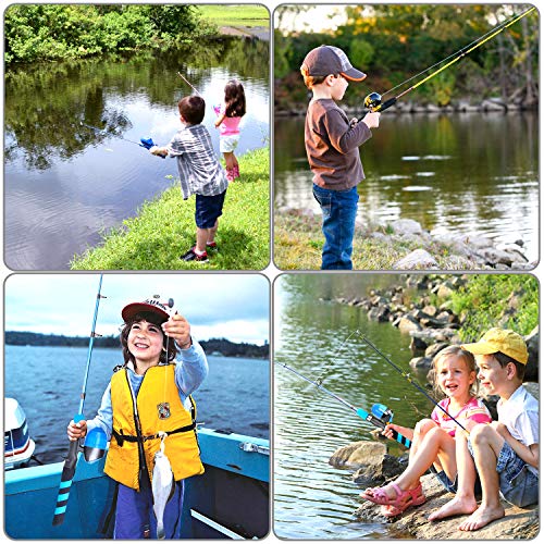 PLUSINNO Kids Fishing Pole, Portable Telescopic Fishing Rod and Reel Combo Kit with Spincast