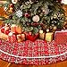 Aitsite Buffalo Plaid Christmas Tree Skirt 48 Inch Thick Rustic Xmas Tree Skirt for Christmas New Year Holiday Party Home Ornaments Decorations Indoor Outdoor (Red)