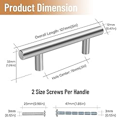 Glattever 5 Pack Cabinet Handles Brushed Nickel