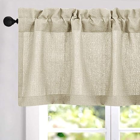 cortinas seminiveladas y juego de cenefa de guirnaldas para sala de cocina