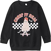 GLIGLITTR Kids Boy Girl Halloween Sweatshirt Ghost Creep It Real Crewneck Sweater Shirt Tops Spooky Season Fall Clothes 7-13Y