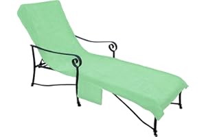 CROVER Pool Side 1000-Gram Chaise Cover, Pool Lounge Chair Cover, Lawn Chair Cover, Patio Chair Cover with 10-Inch Slip-on Back and Side Pocket Pool Paradise Green