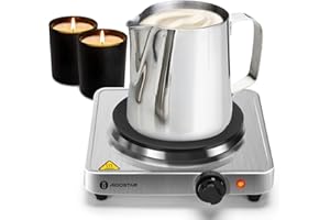 Aigostar Hot Plate for Candle Making, Portable Electric Stove Melting Chocolate, Hot Plates for Soap Making, Cooking Keeps Moka Pot and Food Warm, Adjustable Temperature Control, Easy to Clean