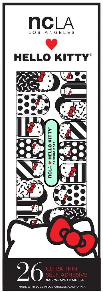 NCLA Los Angeles 26 Designer Nail Wraps - Hello Kitty Dancing Dots