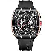 FAMVNTN Luxury Chronograph Men Watches Waterproof Military Watches Analog Quartz Wristwatch with Date Display Silicone Strap Outdoor Clock