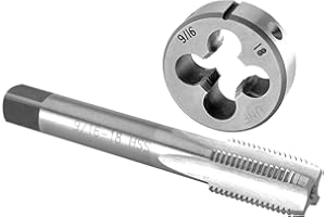 Burkit 9/16"-18 UNF Tap and Die Set Right Hand, 9/16 x 18 UNF Machine Thread Tap and Round Die
