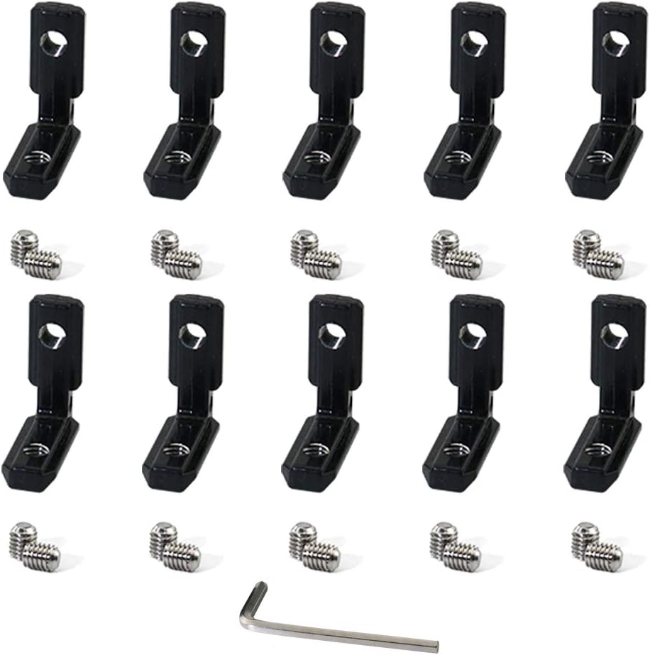 Boeray 10pcs Black T Slot L-Shape Interior Inside Corner Connector Joint Bracket with Screws and Wrench Tool for 4040 Series European Standard Aluminum Extrusion Profile Slot 8mm