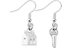 MALOYANVE Realtor House Key Asymmetrical Dangle Drop Earrings Unique Silver Plated Real Estate Agents Jewelry Gift For Home Seller Realtor