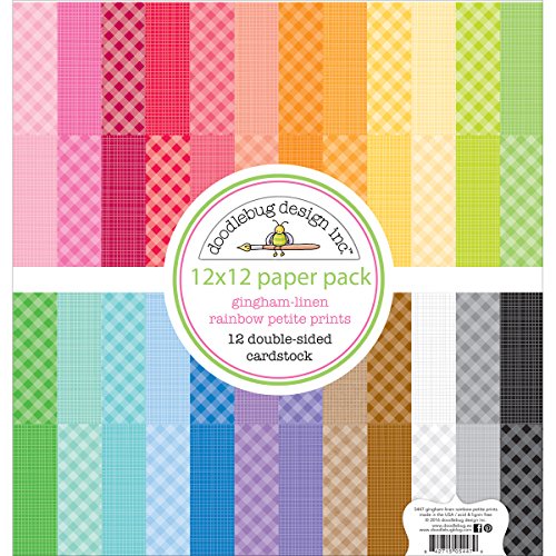 Doodlebug 12 x 12 in. Paper Pack Gingham Linen Rainbow