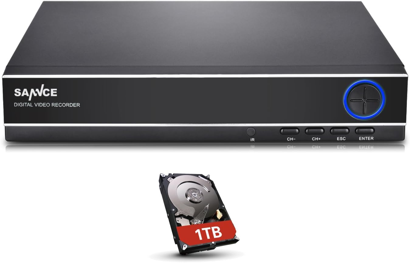 SANNCE 4CH 1080N CCTV DVR Recorder mit 1TB überwachung Festplatte