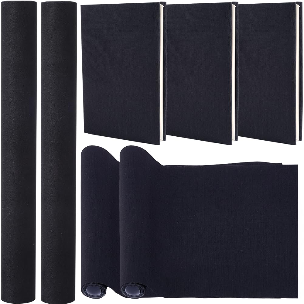 CRASPIRE 2 Rolls 130 x 30cm Linen Book Cloth Black for Book Binding A4-A8 Fabric Surface Paper Backed Bookcover Books Album Scrapbooking Archival DIY Covering Protector Bookcloth Bookbinding Supplies