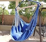Hammock Chair Hanging Rope Chair Porch Swing Outdoor Chairs Lounge Camp Seat At Patio Lawn Garden Backyard Blue
