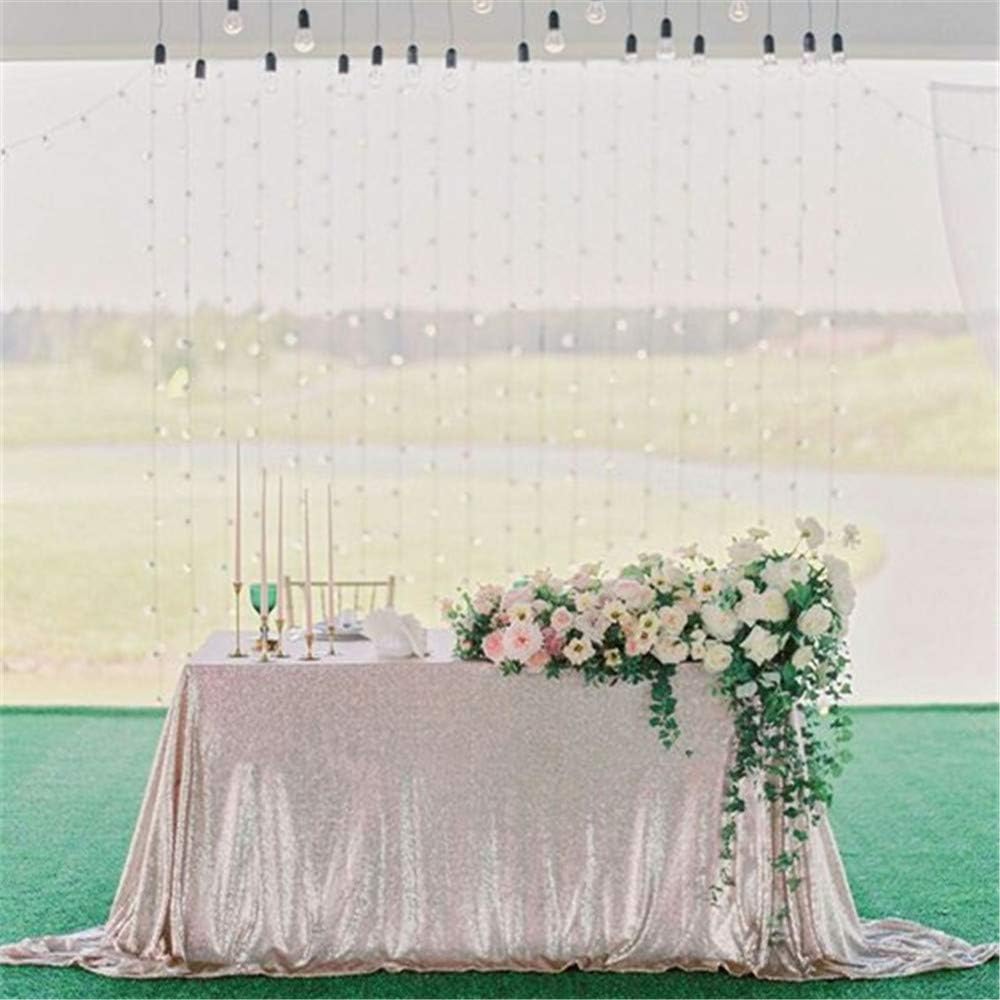 SoarDream 90x156 Inch Sequin Tablecloth Champagne Sequin Table Cloths Halloween Party Overlay Rectangle Table Decorations