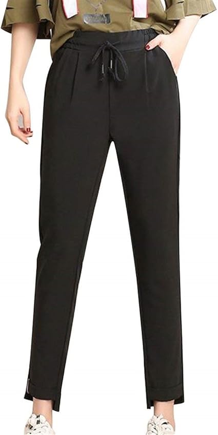 Damen Hose High Waist Leicht & Luftig - Sommer Freizeithose Mit Taschen