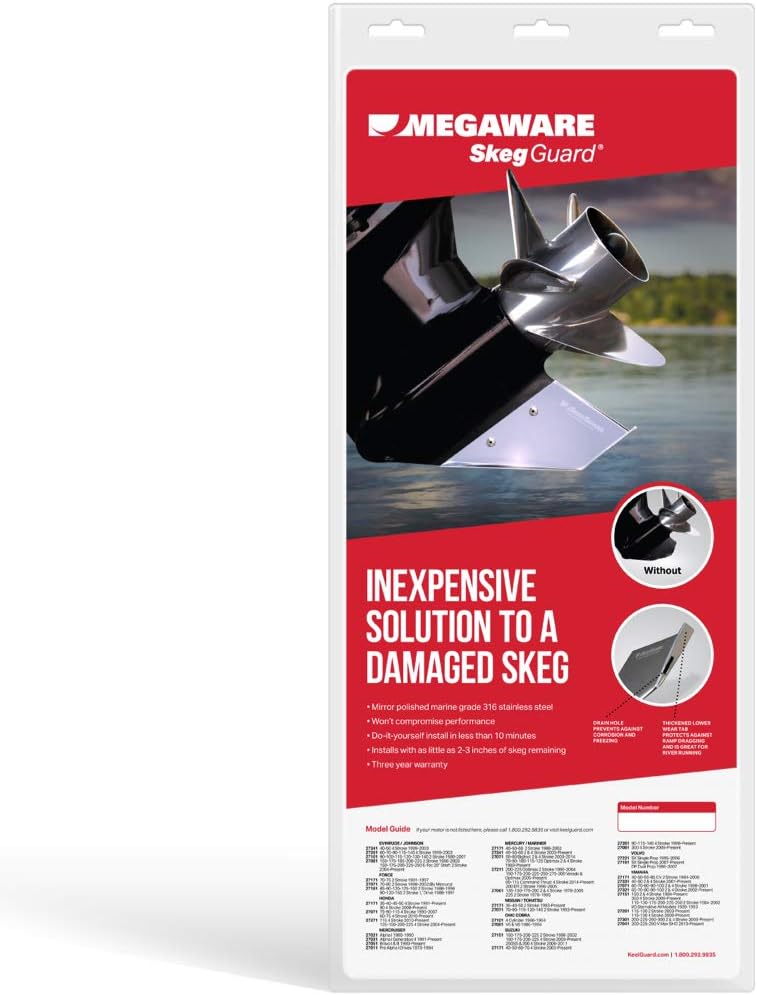 MEGAWARE KEELGUARDSkegGuard 27181 Skeg Protector with Drain Hole - Protects Against Ramp Dragging - Fits Force 85-90-120-125-150hp 1988-1996, 90-120-150hp 2 Stroke L Drive 1988-1991
