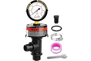 AetralYB Manual Pool Filter Air Relief Valve,98209800 Air Relief Manual Valve Assembly with Water-Proof Stainless Steel Pressure Gauge,High Flow,Replacement for Pool and Spa Filter