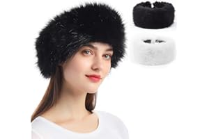 Womens Faux Fur Headband with Elastic, Women's Winter Earwarmer Earmuff for Winter Cold Weather