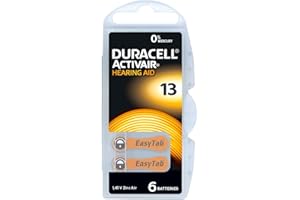 Duracell Hearing Aid Batteries Size 13 Pack of 60 batteries (10 pack of 6 each) 1.45V
