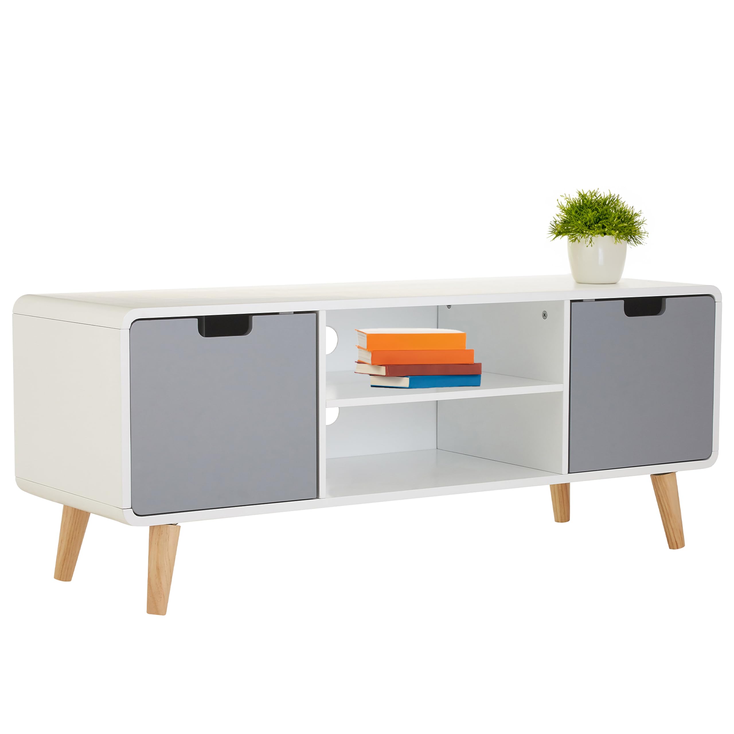Premier Housewares TV Unit, White/Grey, 48 x 120 x 40 cm